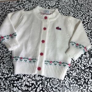 Vintage Izod Lacoste White Cardigan sweater baby girl small